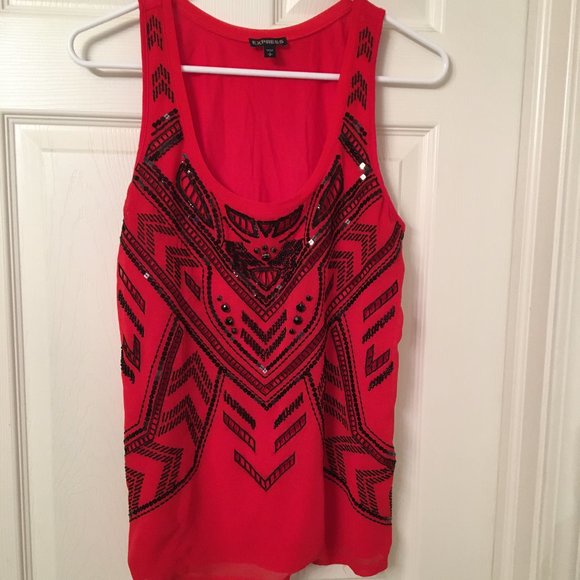 Express Tops - Express Red & Black Tank Top